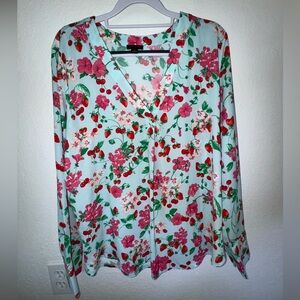 Ann Taylor Floral Blouse - Pink, Red, Green